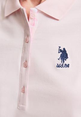 Kadın Açık Pembe Polo Yaka Basic Tişört - 50326475026