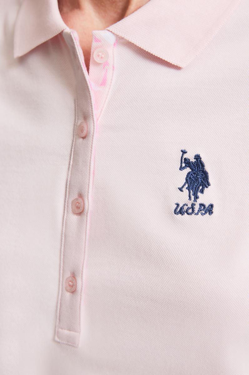 Kadın Açık Pembe Polo Yaka Basic Tişört