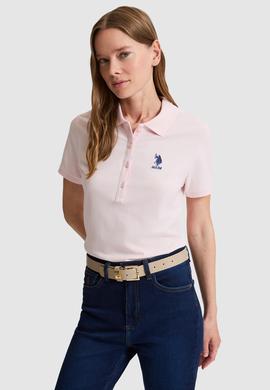Kadın Açık Pembe Polo Yaka Basic Tişört - 50326475026