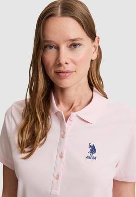 Kadın Açık Pembe Polo Yaka Basic Tişört - 50326475026