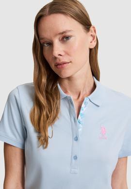 Kadın Açık Mavi Polo Yaka Basic Tişört - 50326475010