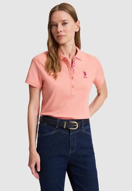 Kadın Somon Polo Yaka Basic Tişört - 50326475042