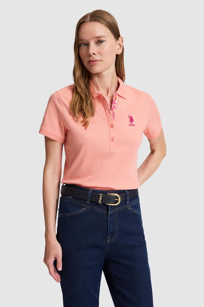 Kadın Somon Polo Yaka Basic Tişört