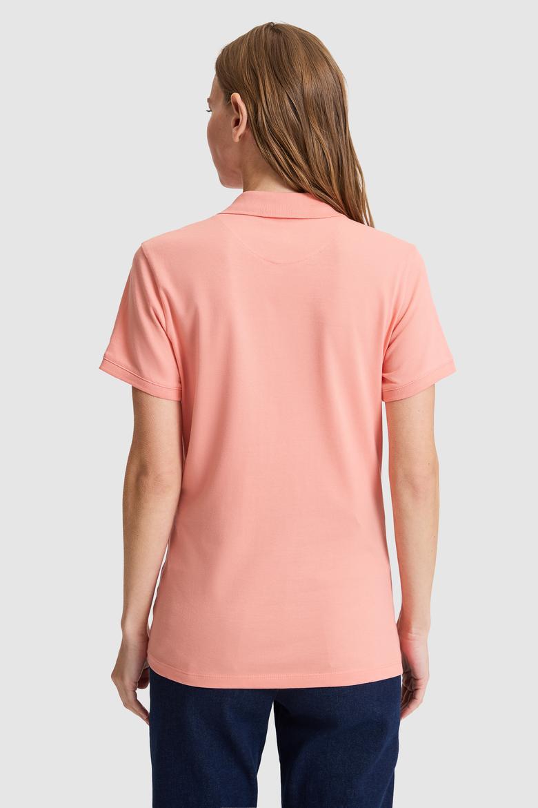 Kadın Somon Polo Yaka Basic Tişört - 50326475042