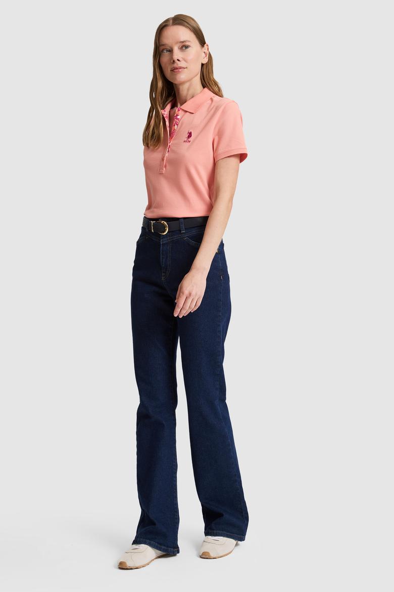 Kadın Somon Polo Yaka Basic Tişört - 50326475042