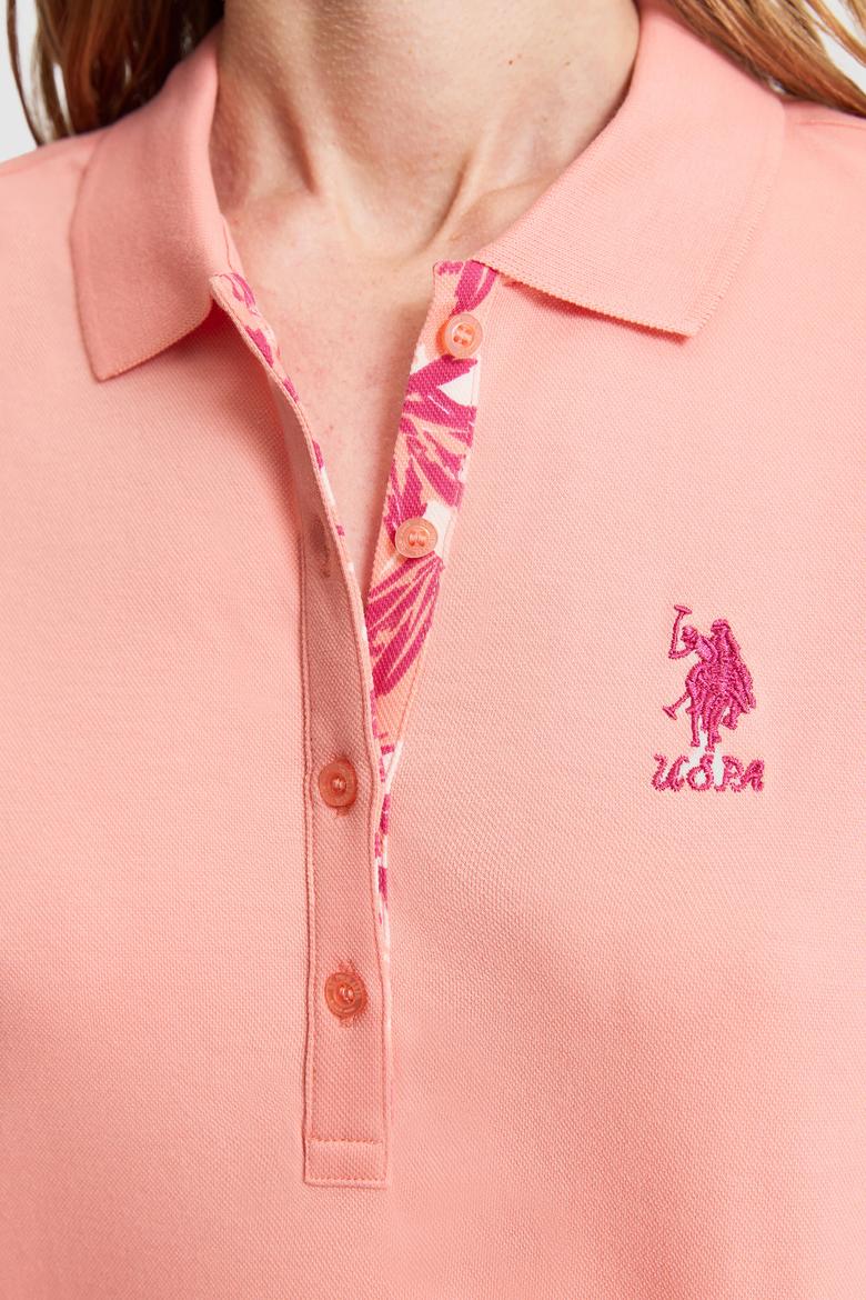 Kadın Somon Polo Yaka Basic Tişört - 50326475042