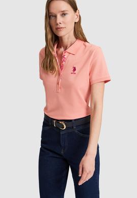 Kadın Somon Polo Yaka Basic Tişört - 50326475042