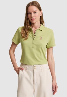 Kadın Yeşil Polo Yaka Basic Tişört - 50326475056