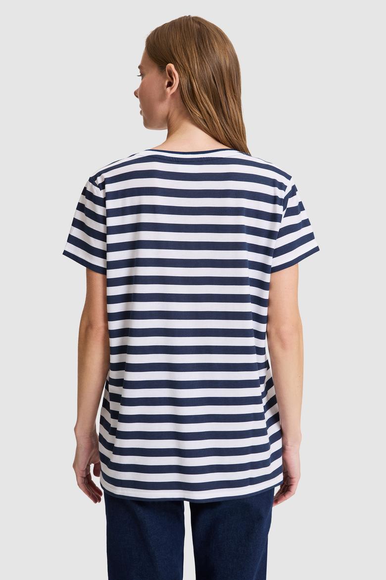 Kadın Lacivert V Yaka Tişört - 50323572020