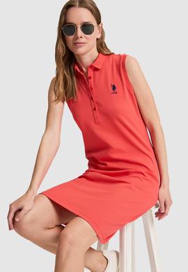 Kadın Kırmızı Polo Yaka Örme Elbise - 50323571059