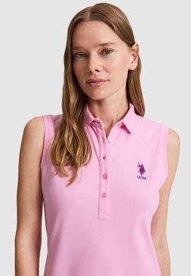 Kadın Pembe Polo Yaka Örme Elbise - 50323571015