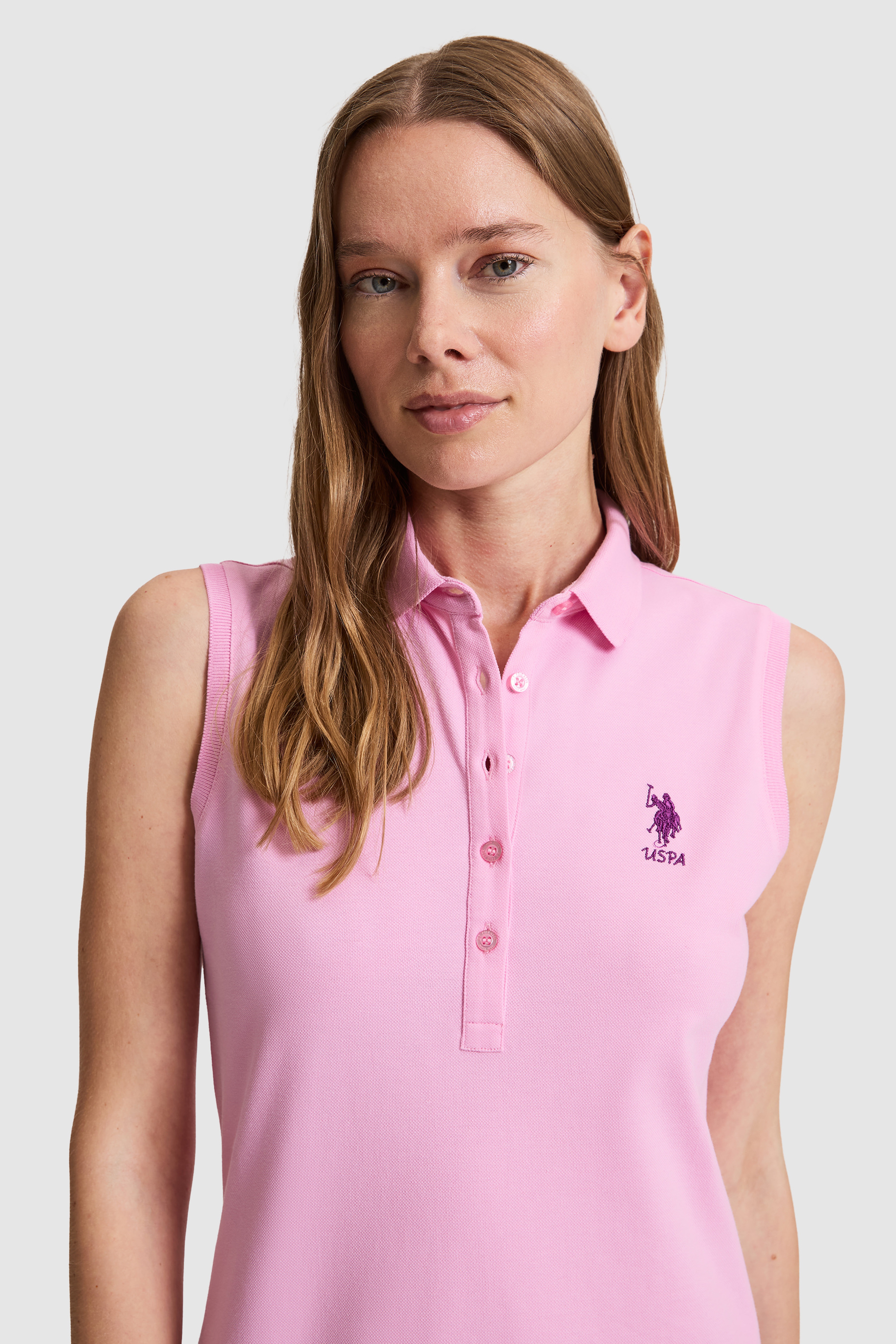 Kadın Pembe Polo Yaka Örme Elbise