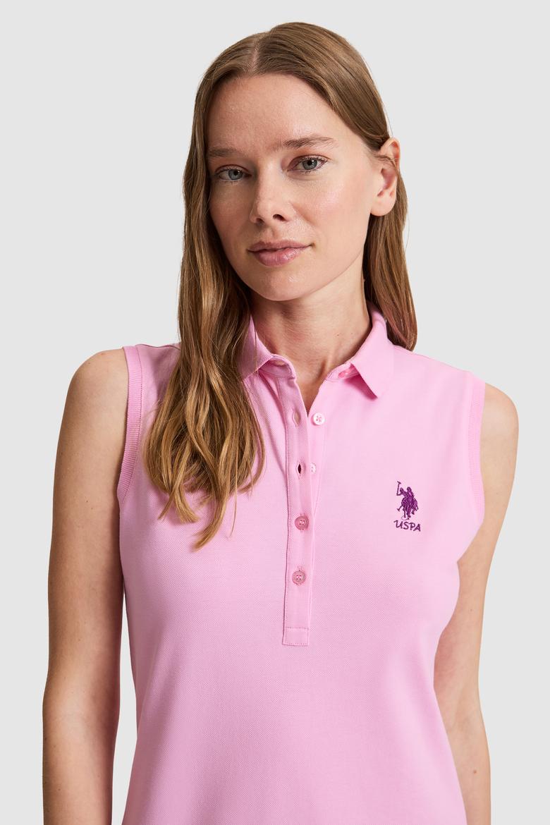 Kadın Pembe Polo Yaka Örme Elbise - 50323571015