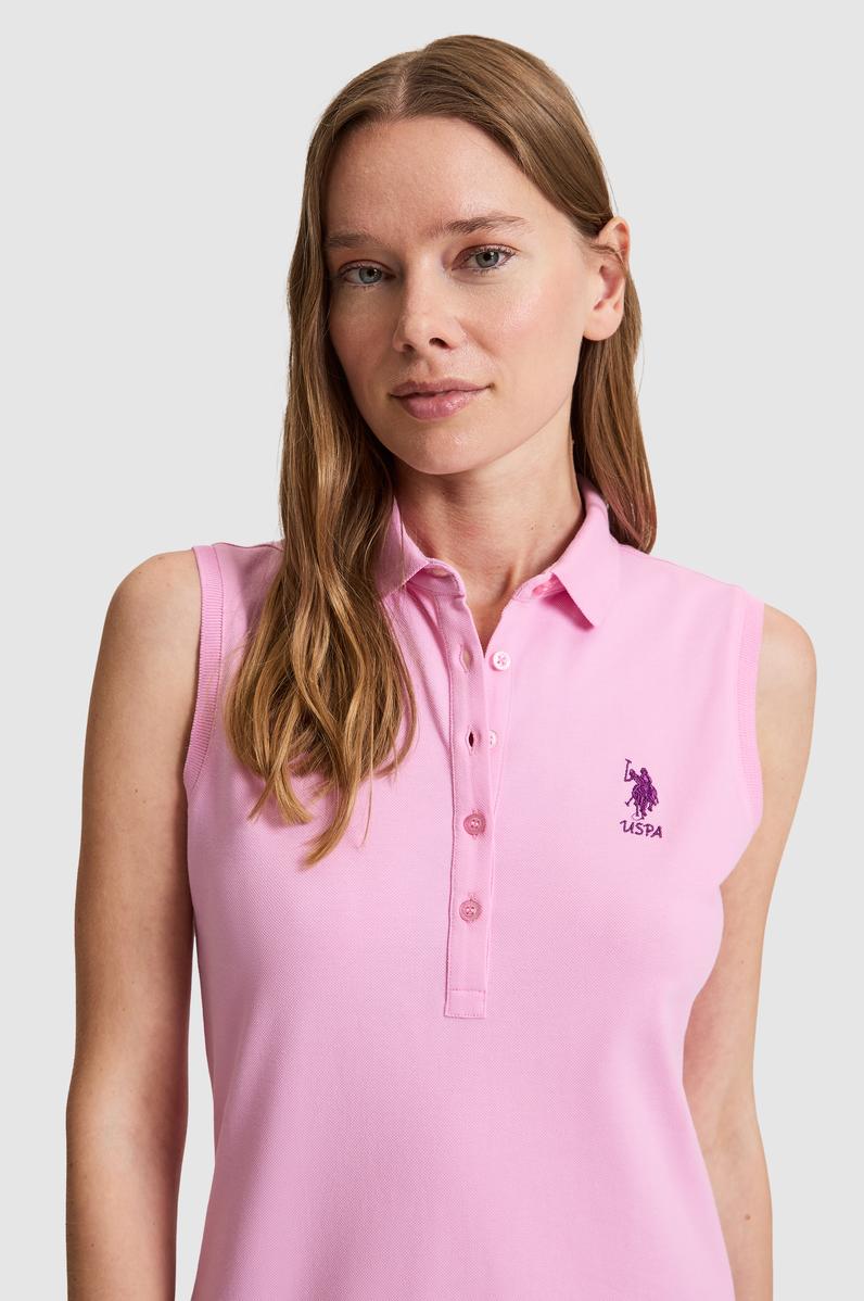 Kadın Pembe Polo Yaka Örme Elbise