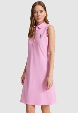 Kadın Pembe Polo Yaka Örme Elbise - 50323571015