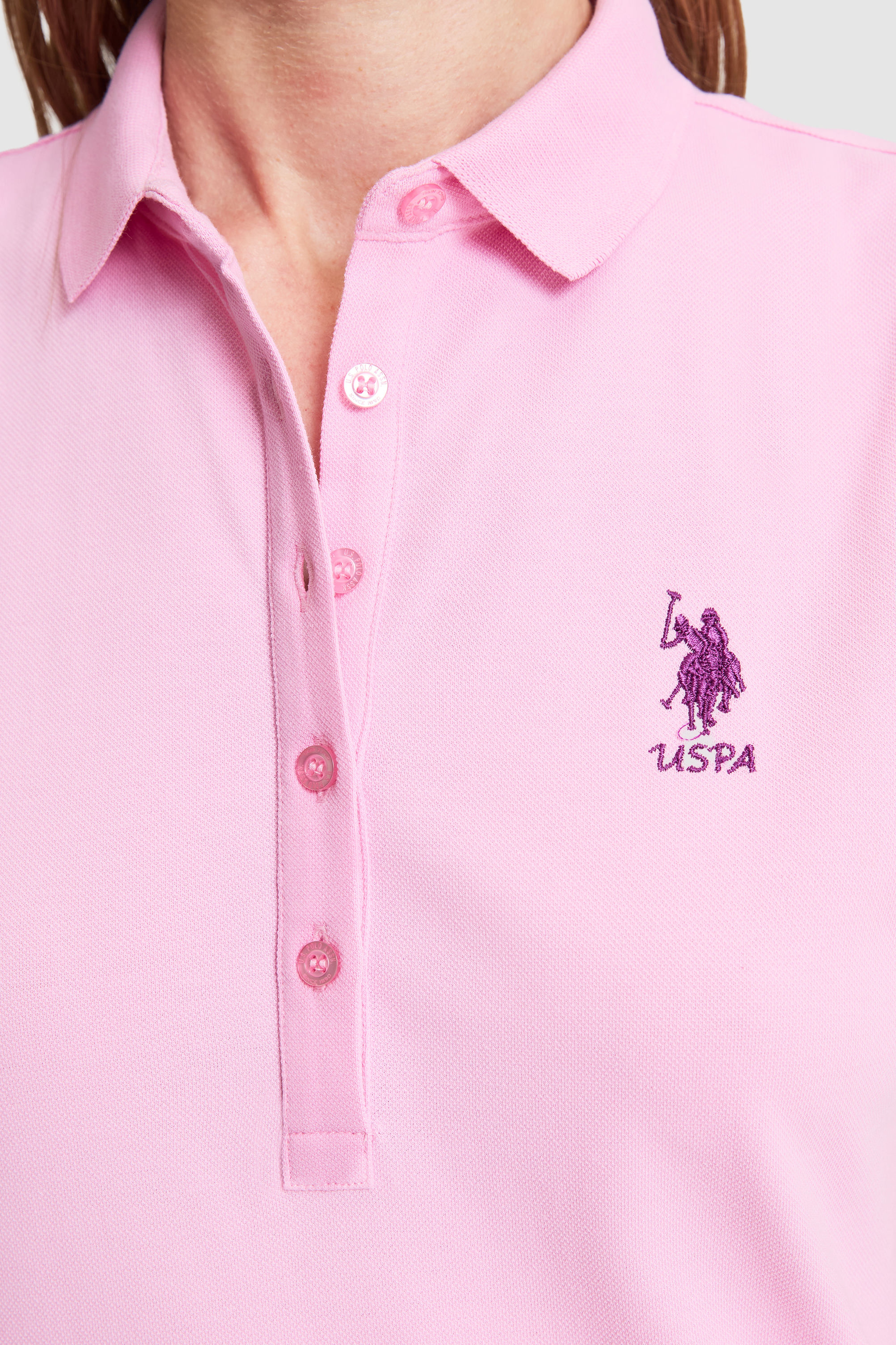 Kadın Pembe Polo Yaka Örme Elbise - Image 7