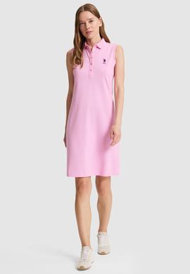 Kadın Pembe Polo Yaka Örme Elbise - 50323571015