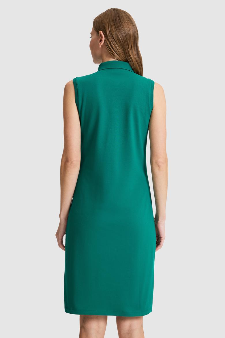 Kadın Koyu Yeşil Polo Yaka Örme Elbise - 50323571046