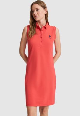 Kadın Kırmızı Polo Yaka Örme Elbise - 50323571059