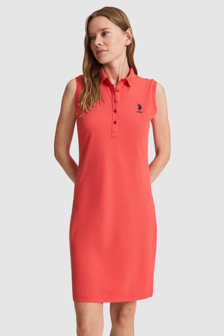 Kadın Kırmızı Polo Yaka Örme Elbise - 50323571059