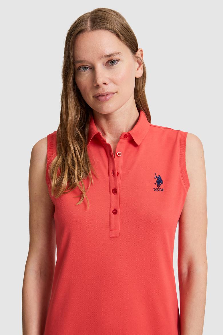 Kadın Kırmızı Polo Yaka Örme Elbise - 50323571059