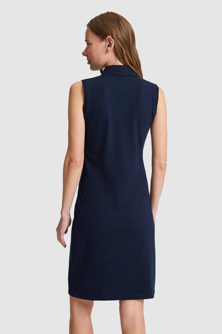Kadın Lacivert Polo Yaka Örme Elbise - 50323571003