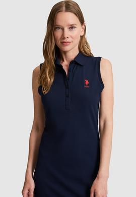 Kadın Lacivert Polo Yaka Örme Elbise - 50323571003
