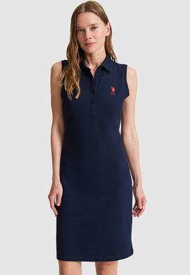 Kadın Lacivert Polo Yaka Örme Elbise - 50323571003