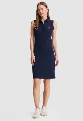 Kadın Lacivert Polo Yaka Örme Elbise - 50323571003