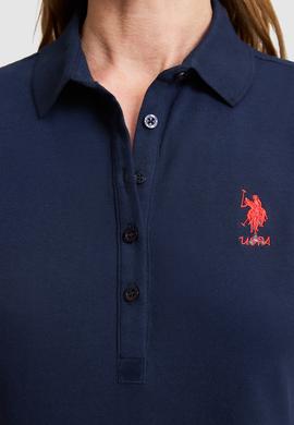 Kadın Lacivert Polo Yaka Örme Elbise - 50323571003