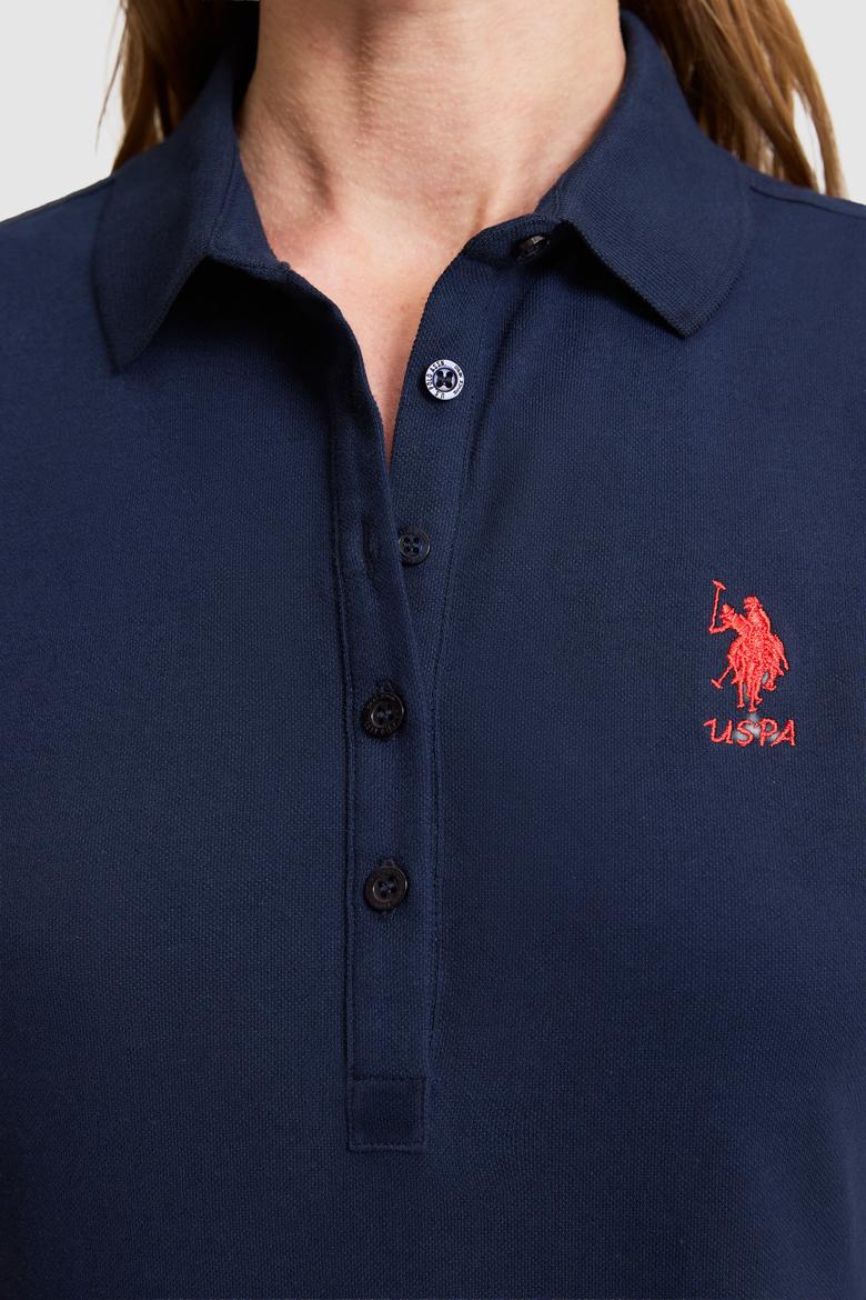 Kadın Lacivert Polo Yaka Örme Elbise - 50323571003