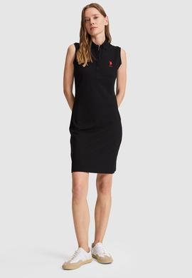 Kadın Siyah Polo Yaka Örme Elbise - 50323571027