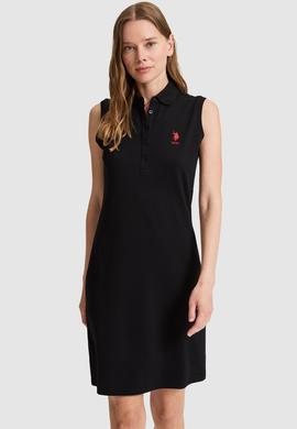 Kadın Siyah Polo Yaka Örme Elbise - 50323571027