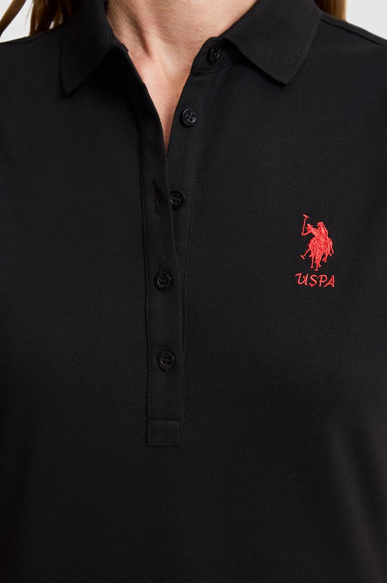 Kadın Siyah Polo Yaka Örme Elbise