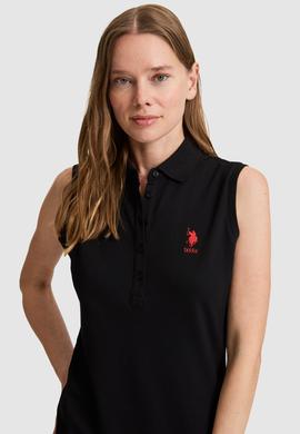 Kadın Siyah Polo Yaka Örme Elbise - 50323571027
