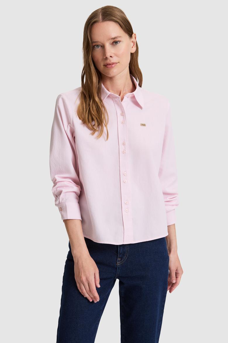 Kadın Açık Pembe Uzun Kollu Gömlek - 50324617013
