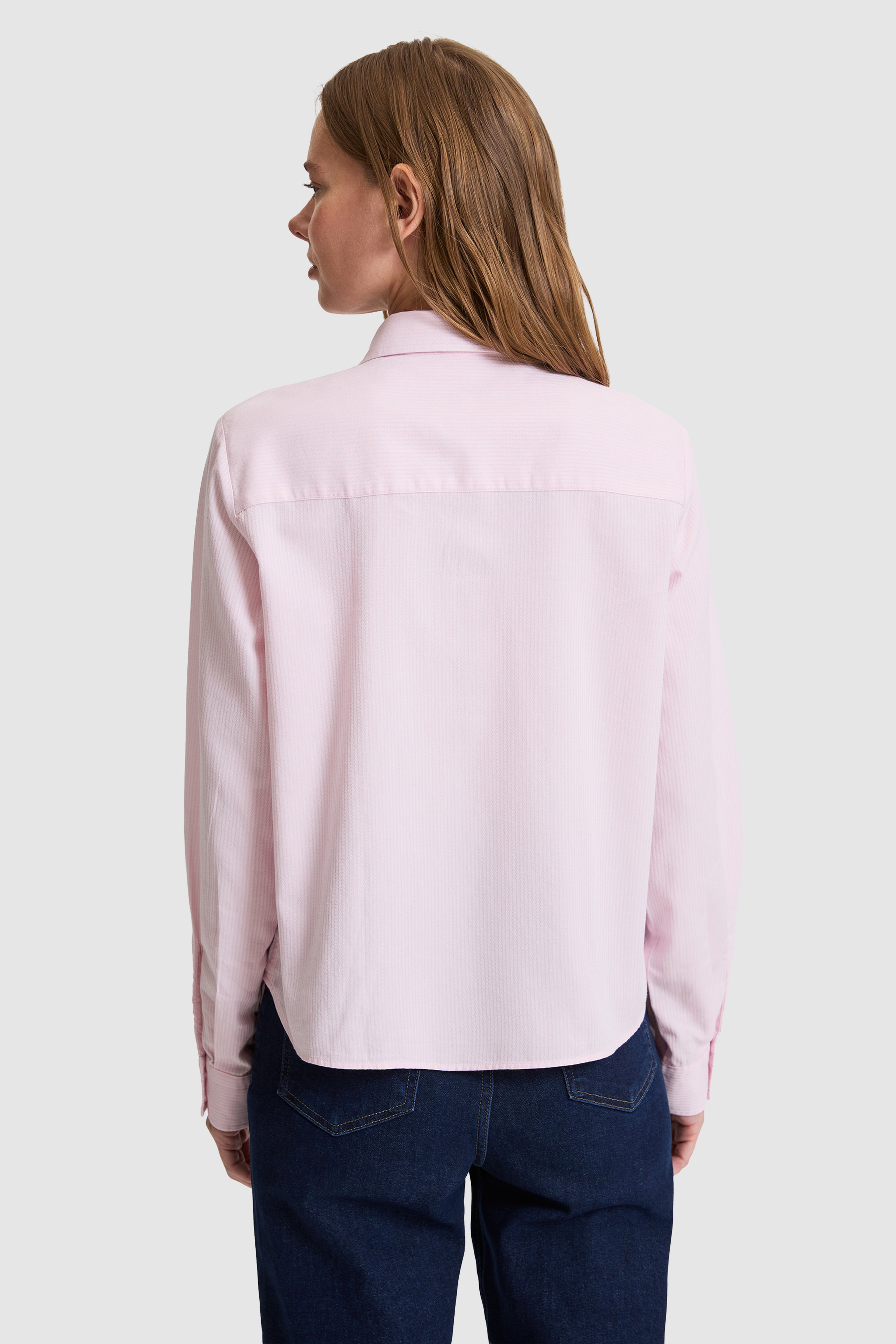 Kadın Açık Pembe Uzun Kollu Gömlek - Image 6