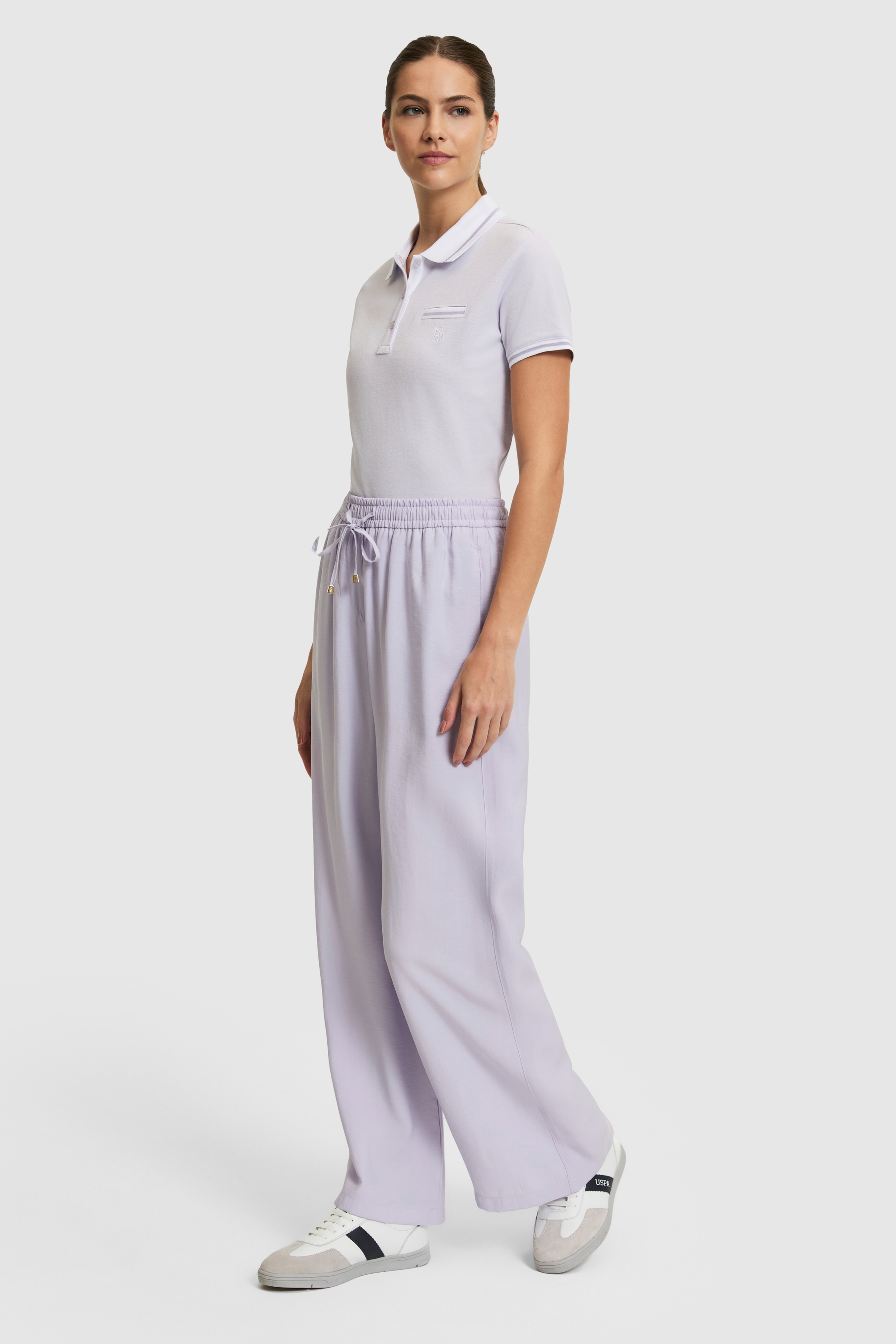 Kadın Lila Polo Yaka Basic Tişört - Image 4
