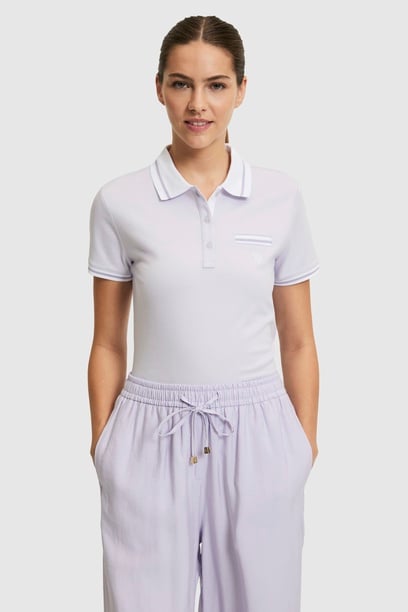 Kadın Lila Polo Yaka Basic Tişört