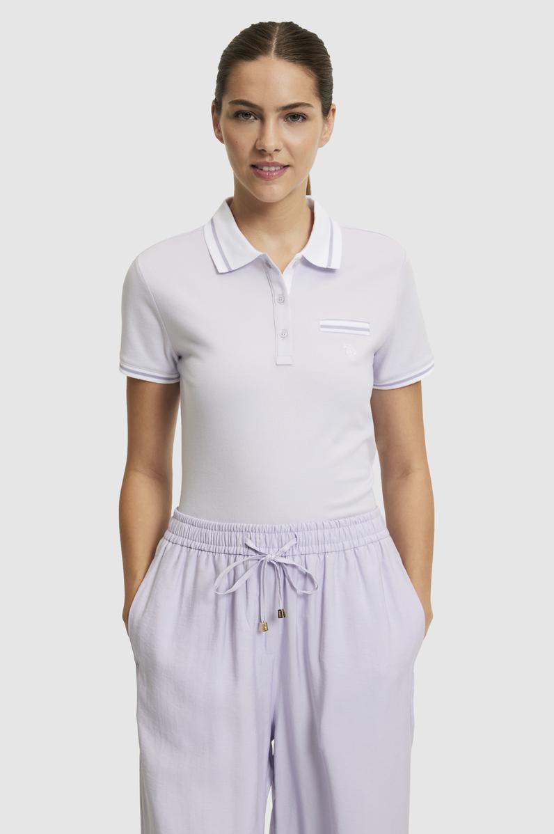 Kadın Lila Polo Yaka Basic Tişört