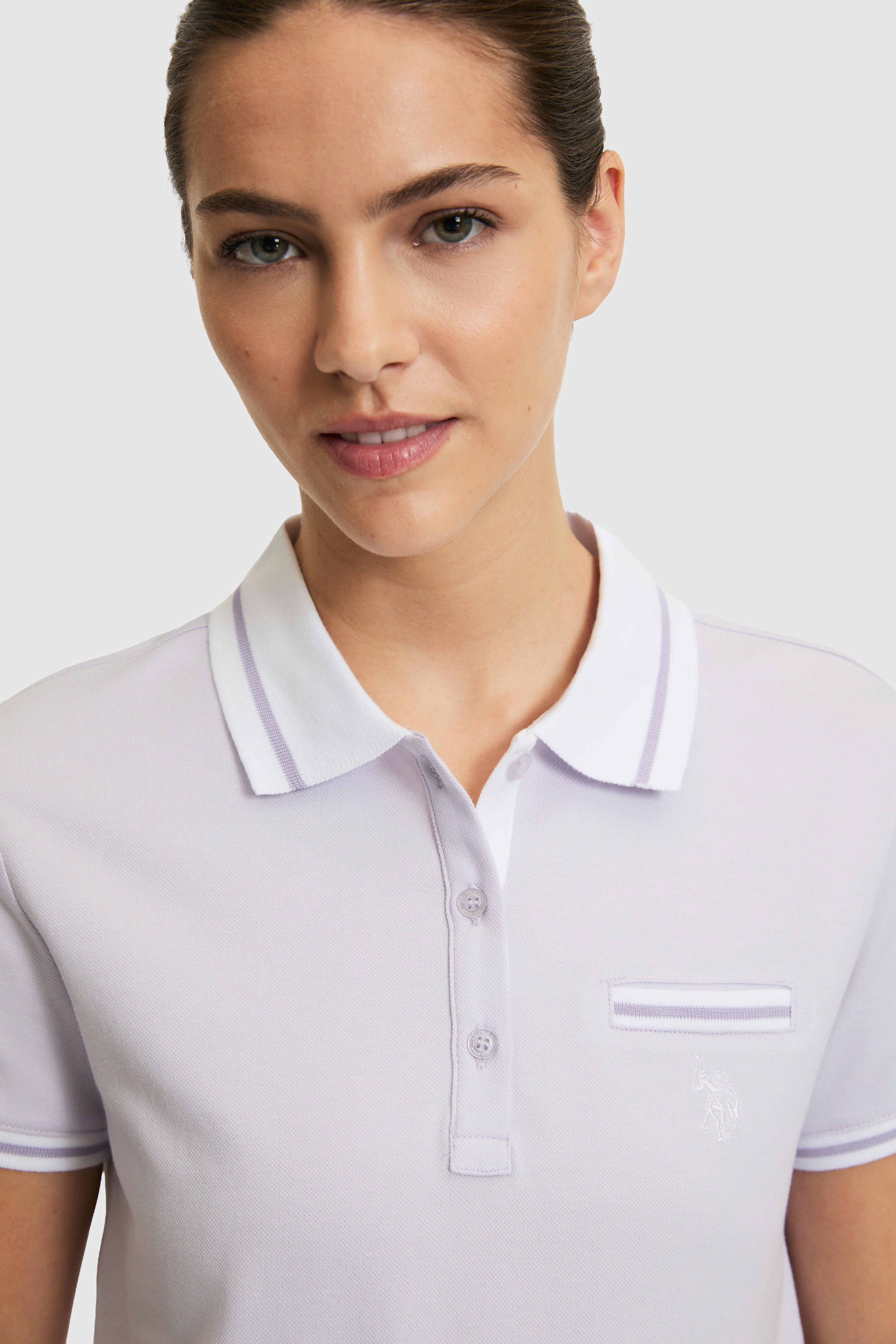 Kadın Lila Polo Yaka Basic Tişört