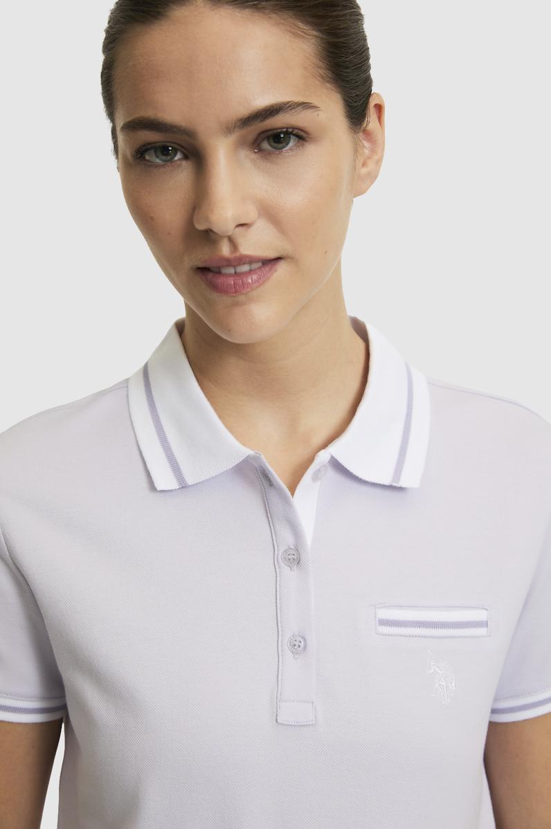 Kadın Lila Polo Yaka Basic Tişört