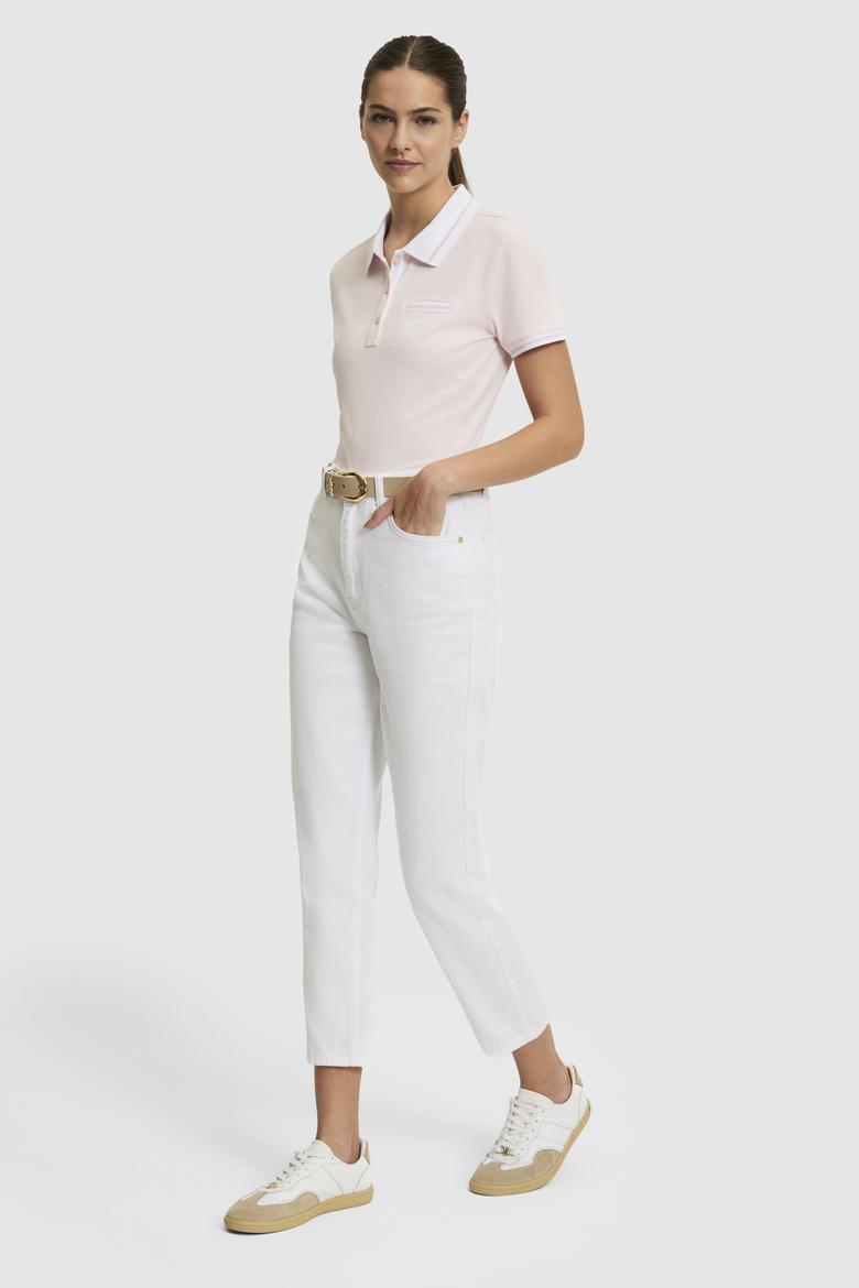 Kadın Açık Pembe Polo Yaka Basic Tişört - 50323455056