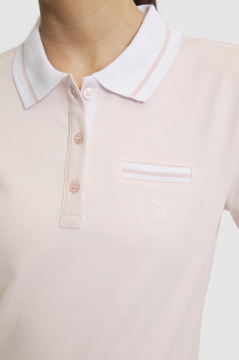 Kadın Açık Pembe Polo Yaka Basic Tişört