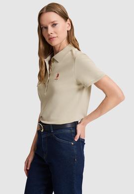 Kadın Açık Haki Polo Yaka Basic Tişört - 50321798165