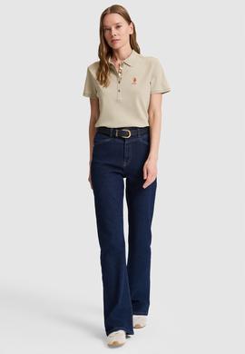 Kadın Açık Haki Polo Yaka Basic Tişört - 50321798165