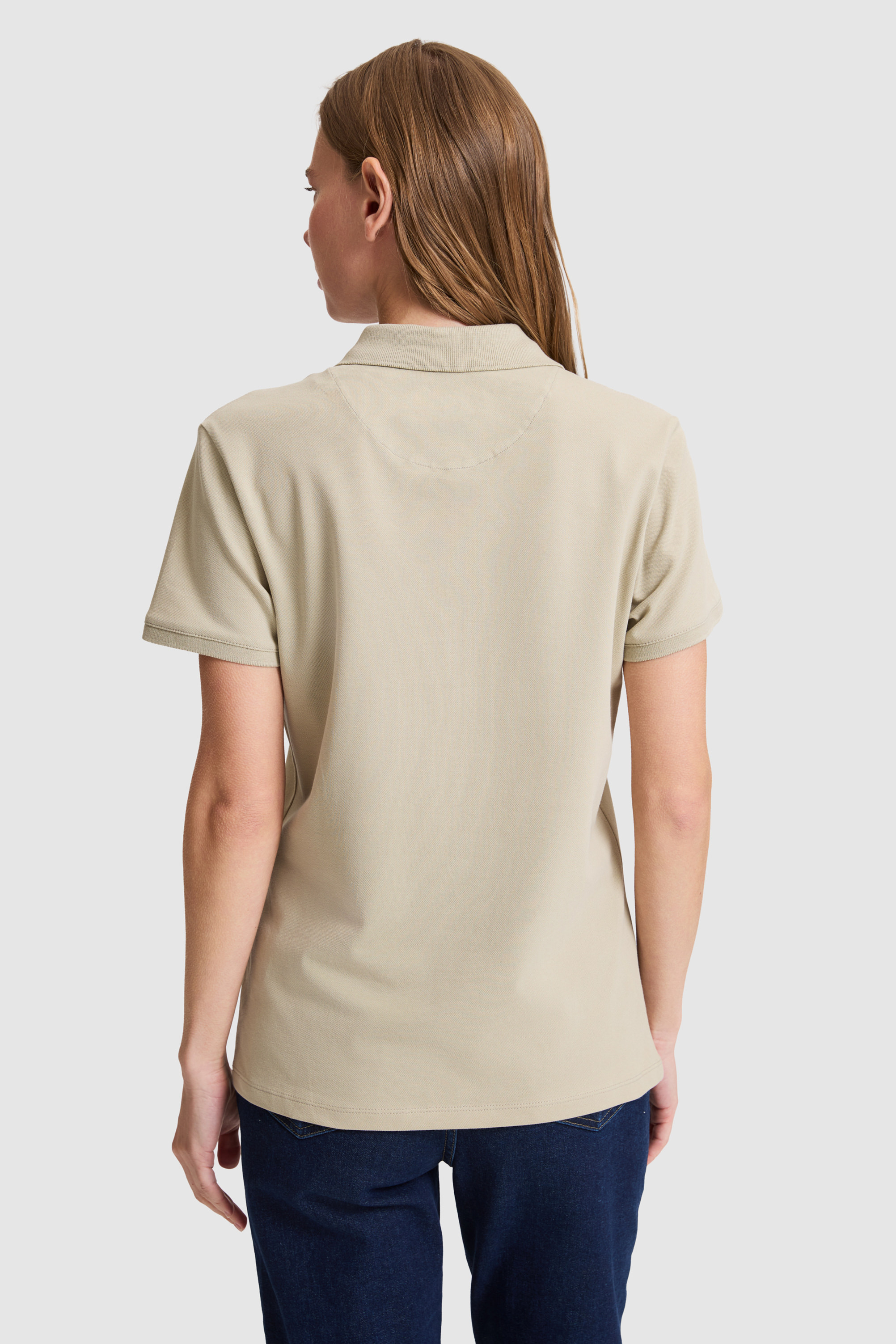 Kadın Açık Haki Polo Yaka Basic Tişört - 50321798165