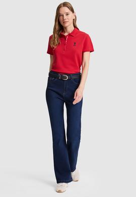 Kadın Kırmızı Polo Yaka Basic Tişört - 50321798152