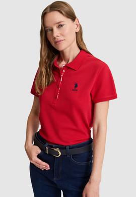 Kadın Kırmızı Polo Yaka Basic Tişört - 50321798152