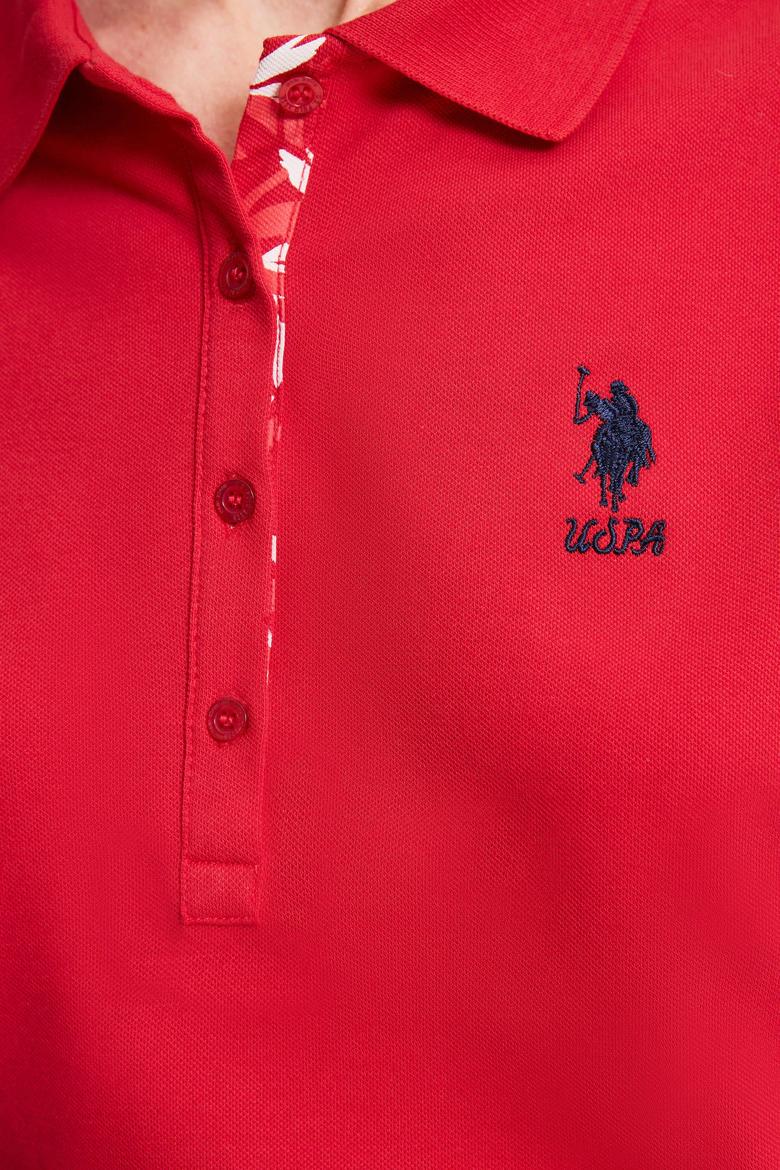 Kadın Kırmızı Polo Yaka Basic Tişört - 50321798152